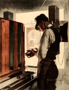 Photographing art for engraving in 1920. The same types of cameras were used into the 1950s.