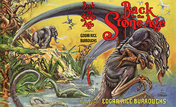 Original Dust-jacket -> Recoverings Dust-jacket (Restored Painting) Back to the Stone Age