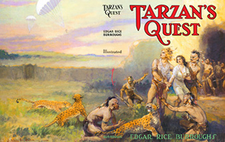 Detail From The Original Printed Dust-jacket Compared to Recoverings Dust-jacket Using The Restored St. John Cover painting Tarzan's Quest dj